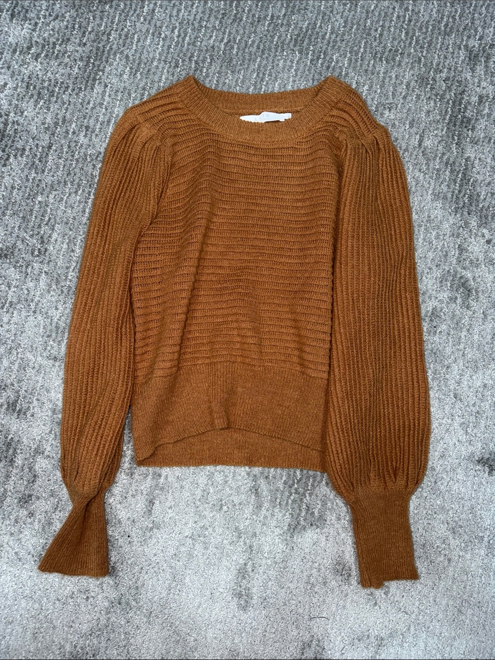 Astr Rust Balloon-Sleeve Crewneck Sweater